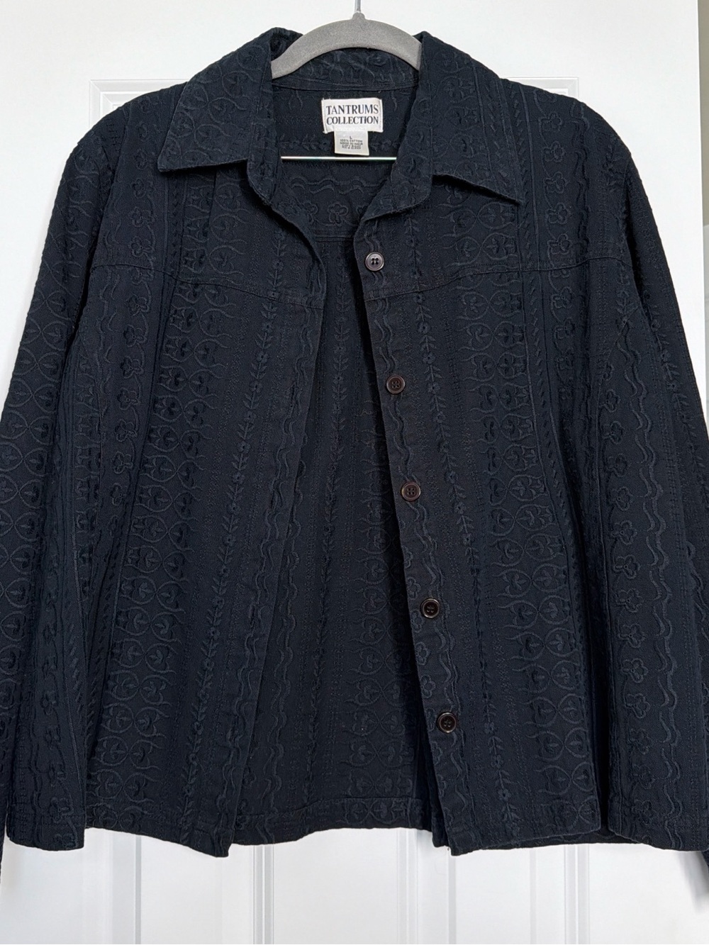 Tantrums Black Textured Button-Front Shirt Jacket